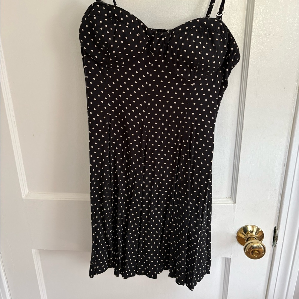 American Eagle Outfitters Black and White Polka Dot Cami Dress